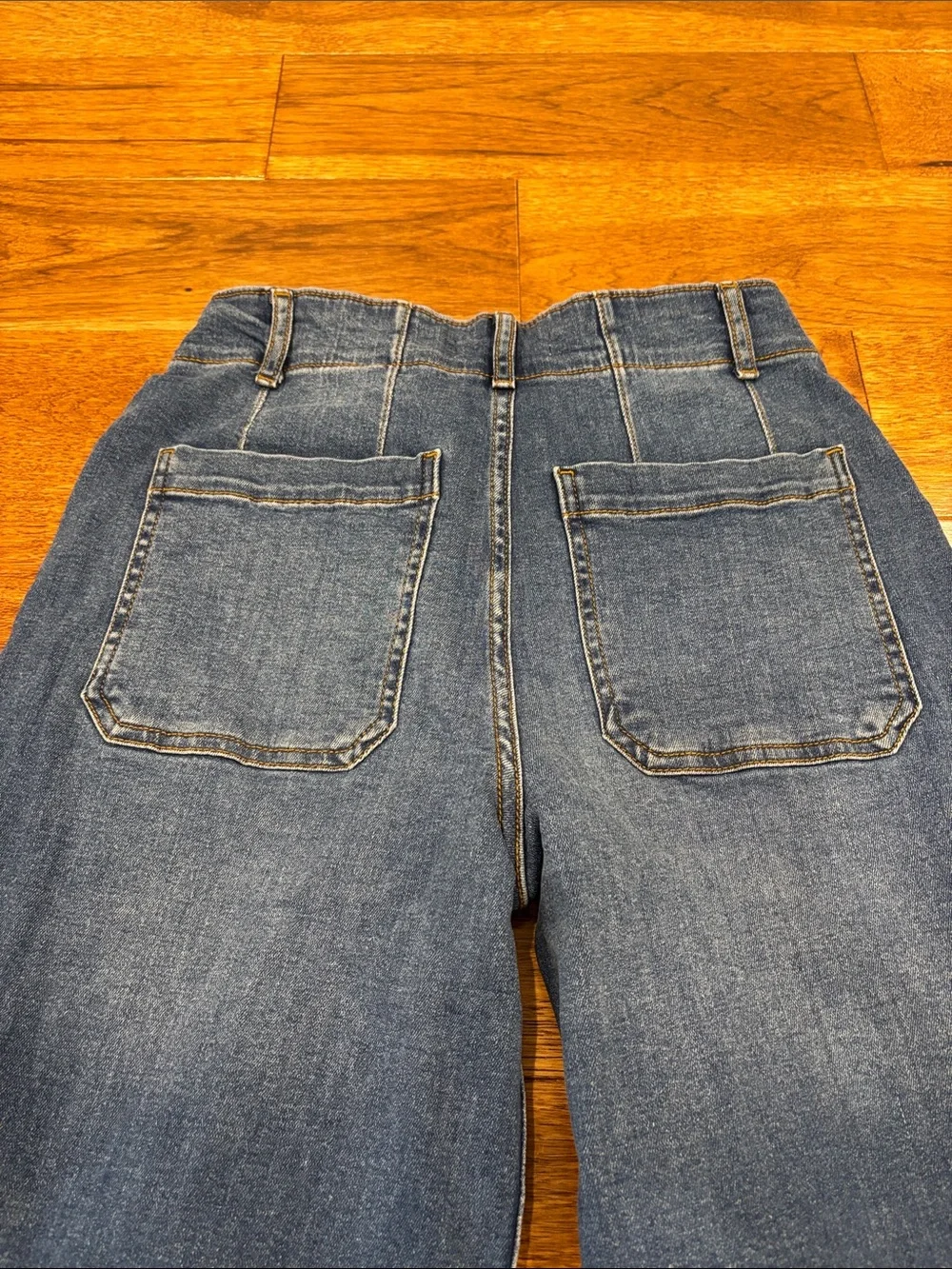 BAGATELLE Jeans Women’s 27 Blue Patch Pockets Wide Leg Crop High Rise Sailor